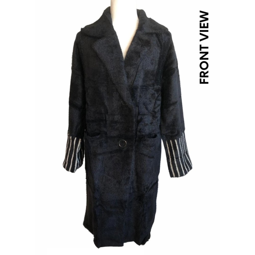 SALE!!!!!! NWT THML Black Faux Fur Coat with Stripes